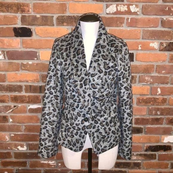 Loft Single Button Leopard Print Blazer Jacket Size Medium - Picture 1 of 6